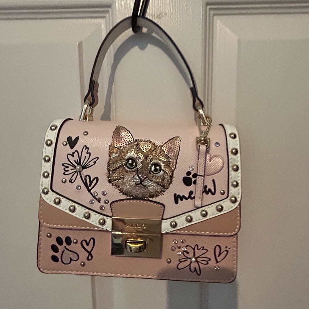 ALDO Pink Cat Embellished Top Handle Satchel